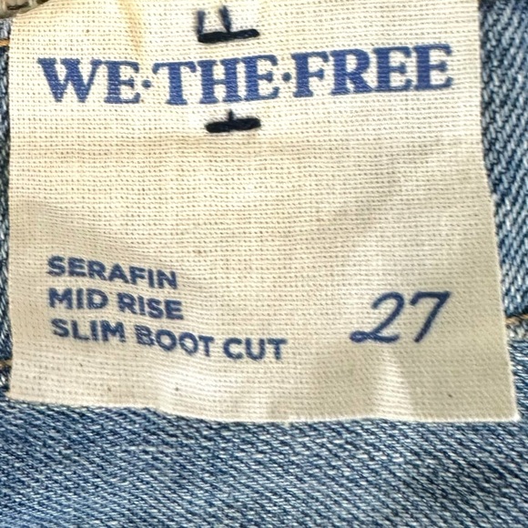 Free People Western Bohemian Serafin Boot Cut Jeans Light Vintage Wash Size 27 - Picture 7 of 12